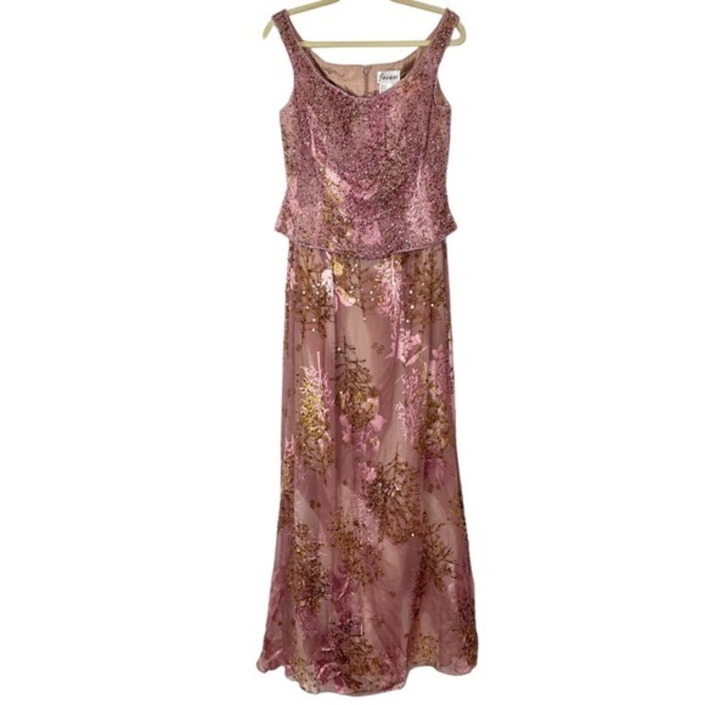 Jovani Silk Beaded Elegant Unique Gown Formal Wedding Event Maxi Dress sz 12